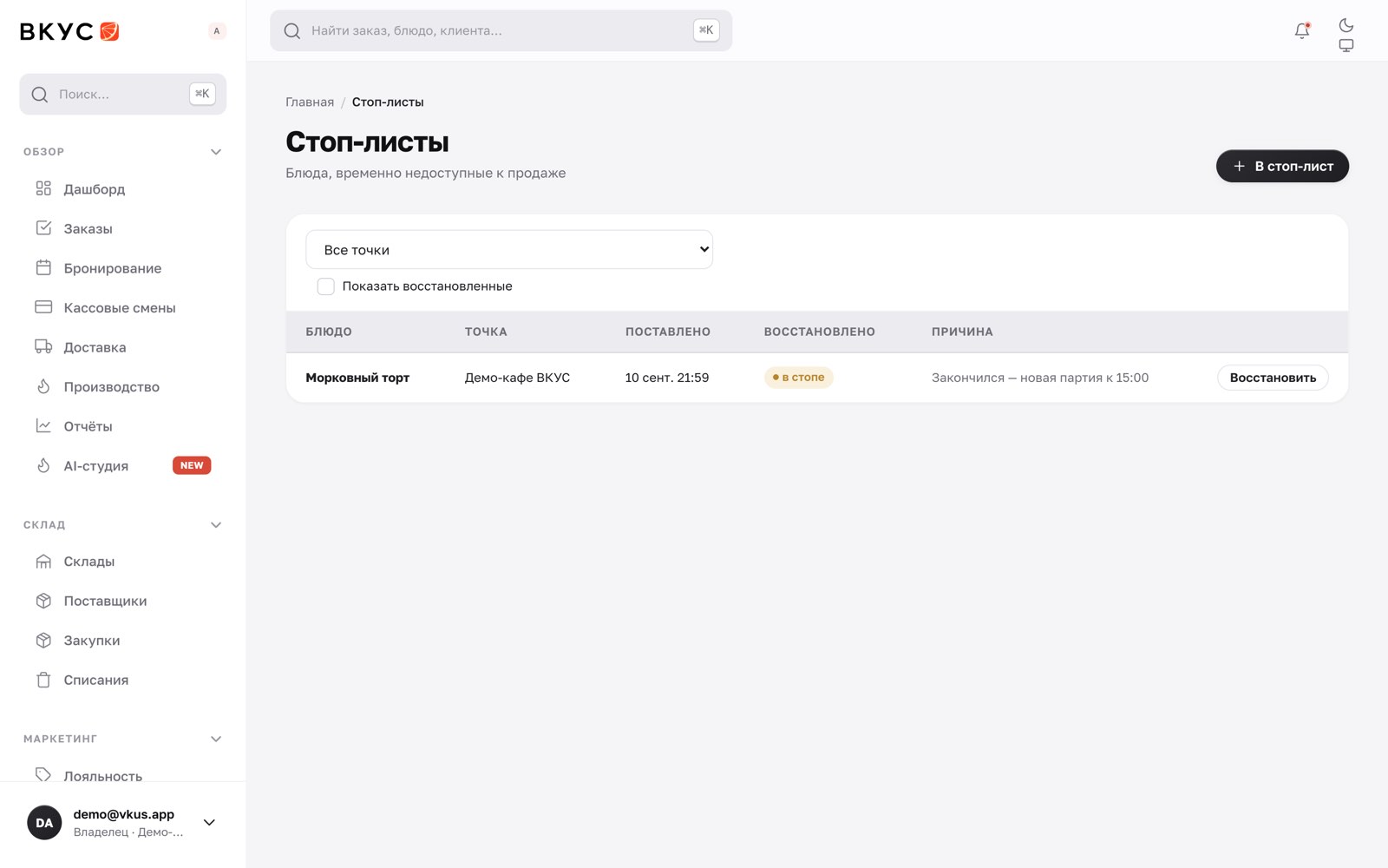 Стоп-лист: что закончилось и почему